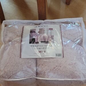 De Moocci Backdyed Pink Sherpa 3 Piece Comforter Set Queen